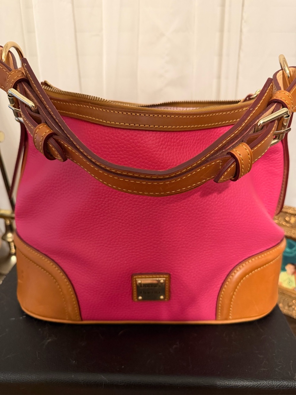 Dooney Bourke vibrant pink pebbled leather hobo bag nwot